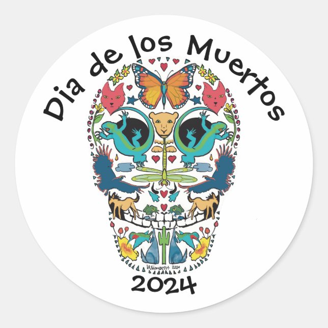 Día del Espíritu Muerto Animal Pegatina del Cráneo (Anverso)