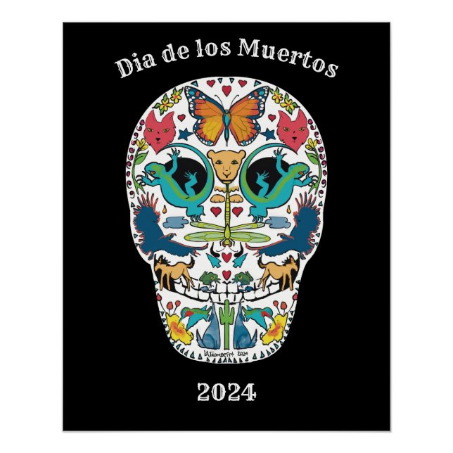 Día del Espíritu Muerto Animal Poster del Cráneo d (Anverso)