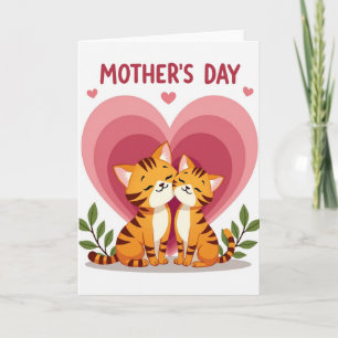 Día del Gato Madre Tarjeta de Corazón