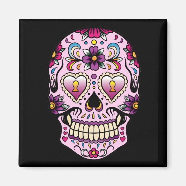 Día del mortífero imán rosa del cráneo de azúcar m (Frente)