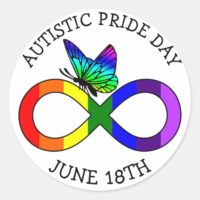 Día del Orgullo del Autismo Pegatinas 18 de junio (Anverso)