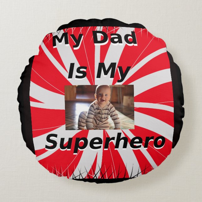 Día del padre, almohada redonda de superhéroes (Anverso)