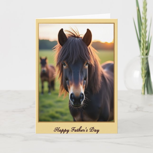 Día del Padre Caballo de Oro Tarjeta (Anverso)
