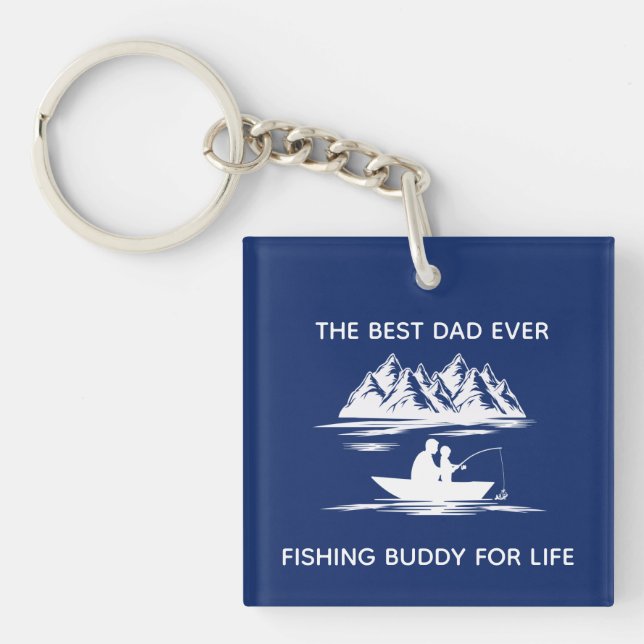 Día del Padre Feliz Llavero de Pesca (Frente)