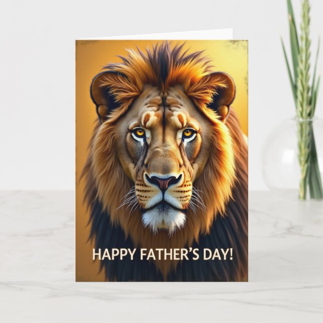 Día del Padre León Tarjeta Dorada (Anverso)
