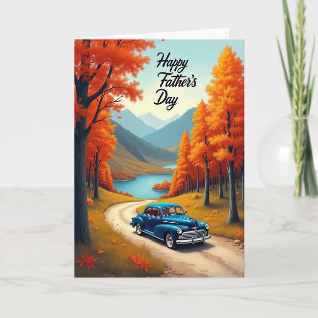 Día del Padre Otoñal Tarjeta de Auto (Anverso)