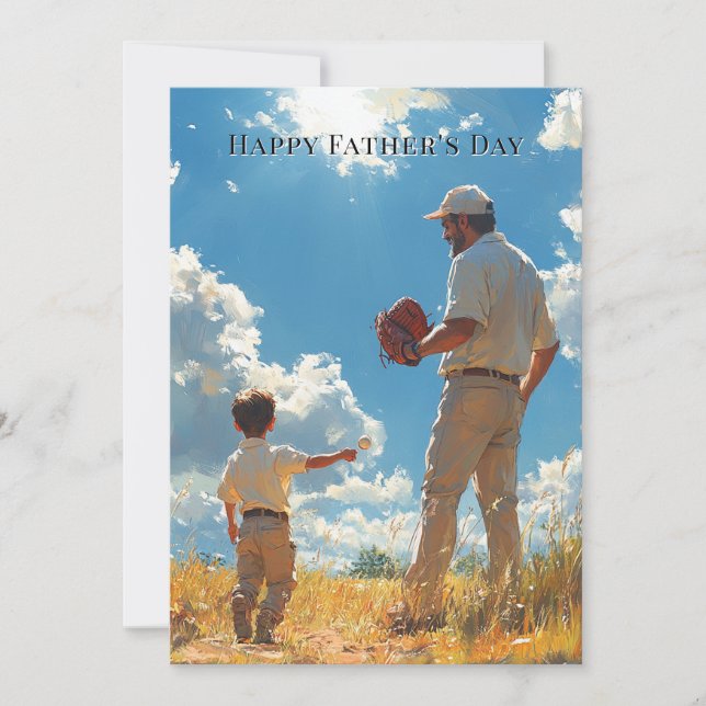 Día del Padre Padre e hijo jugando béisbol (Anverso)