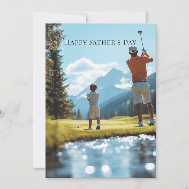 Día del Padre Padre e Hijo Jugando Golf (Anverso)