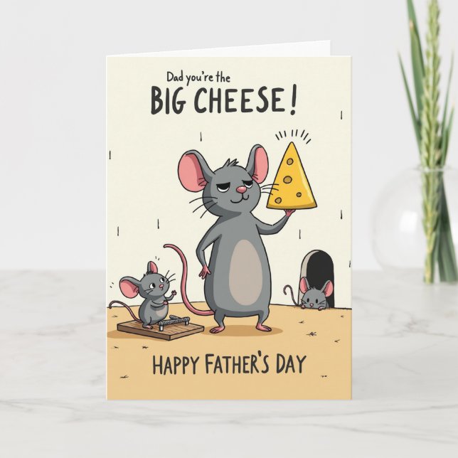 Día del Padre Roedor Tarjeta de Queso (Anverso)