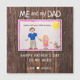 Día del Padre Tarjeta de Iman con Dibujo de tu Hij