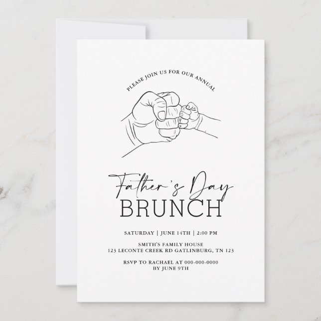 Día del Padres Elegante Brunch Rústico Invitación (Anverso)