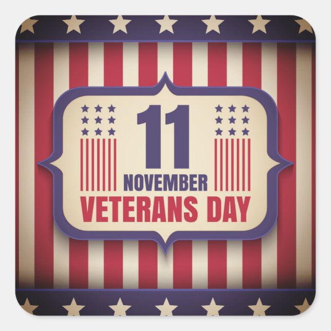 Día del pegatina Vintage para Veteranos (Anverso)