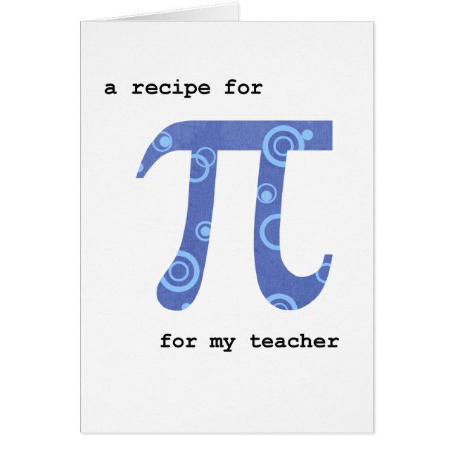 Día del Pi para el profesor, el humor, la receta d (Frente)