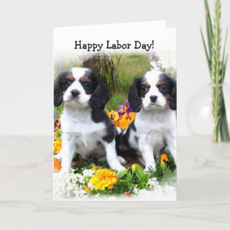 Día del Trabajo Feliz, tarjeta de cachorros del re