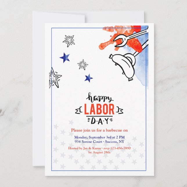 Día del Trabajo Invitación a la barbacoa 2 (Anverso)