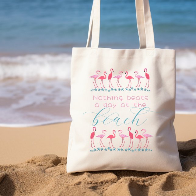Día en la playa diciendo Bolsa de tela de flamenco (Subido por el creador)
