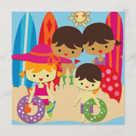 Día en la playa Natación Invitaciones de cumpleaño