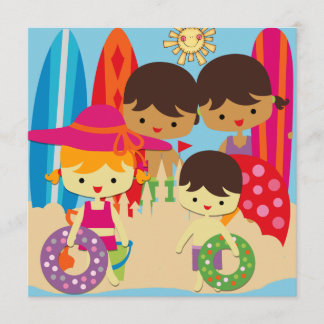 Día en la playa Natación Invitaciones de cumpleaño