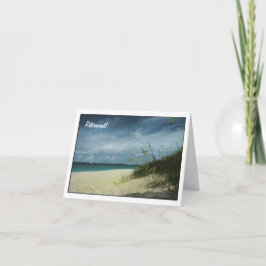 Día en la tarjeta de retiro de playa