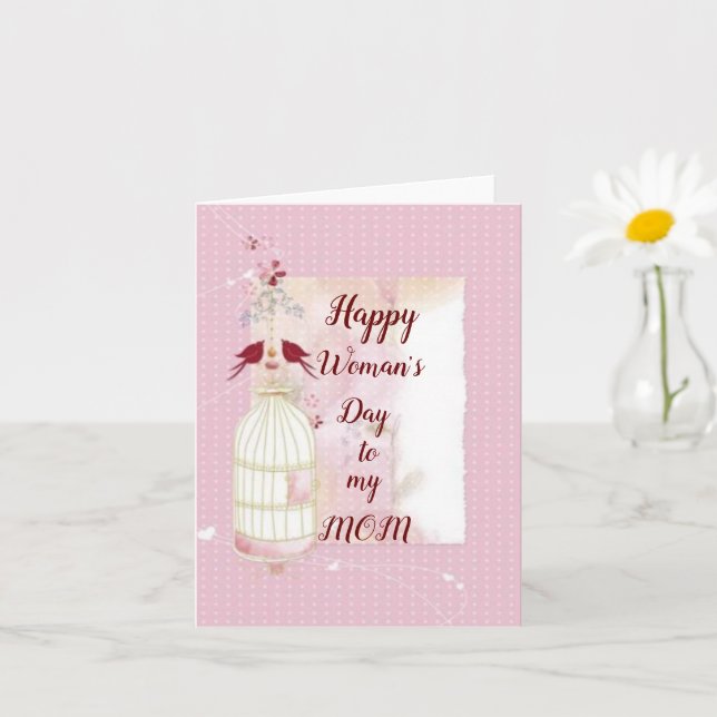 Día feliz de la mujer mamá Tarjeta doblada (Planta pequeña)