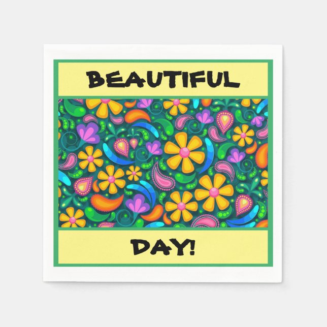 "¡DÍA HERMOSO!" SERVILLETA DE PAPEL FLORAL (Anverso)