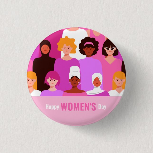 Día internacional de la mujer 8 marzo botón rosa (Anverso)