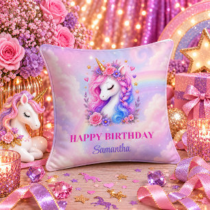 Día Mágico Unicornio Cumpleaños Niña Almohada Colo