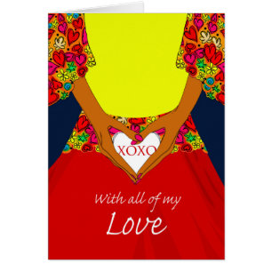 Día más dulce, mujer con corazón con XOXO