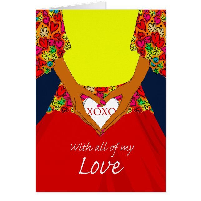 Día más dulce, mujer con corazón con XOXO (Frente)