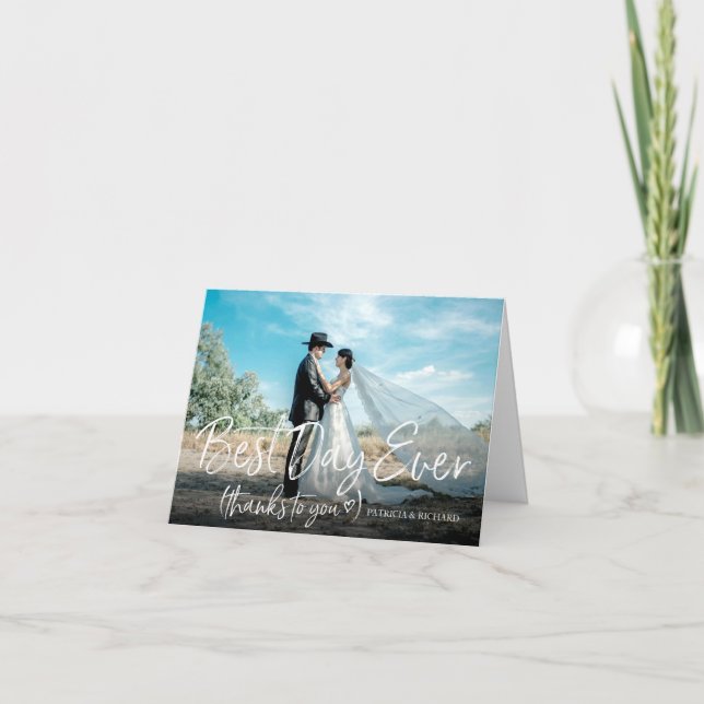 Día Más Hermoso Chic Boda Agradecimiento Foto (Anverso)