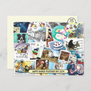 Día Mundial de la Postal - Postal con timbres de P