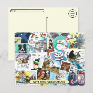 Día Mundial de la Postal - Postal con timbres de P