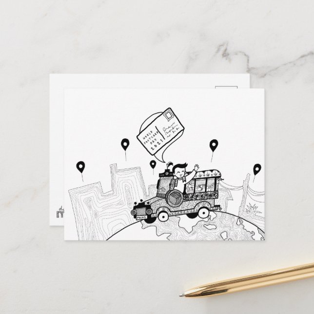 Día Mundial de la Postales 2021 (BW) (Anverso/Reverso In Situ)