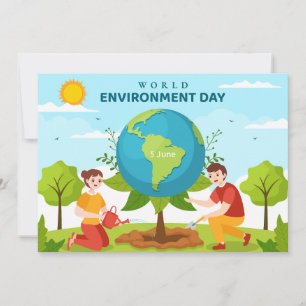Día Mundial del Medio Ambiente Tarjeta Plana de Pl