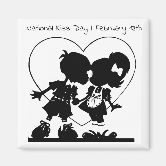 Día Nacional del Beso 13 de febrero imán feriado (Frente)