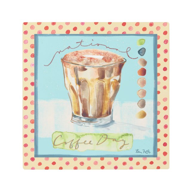 Día Nacional del Café Arte Pared Metalizado (Anverso)