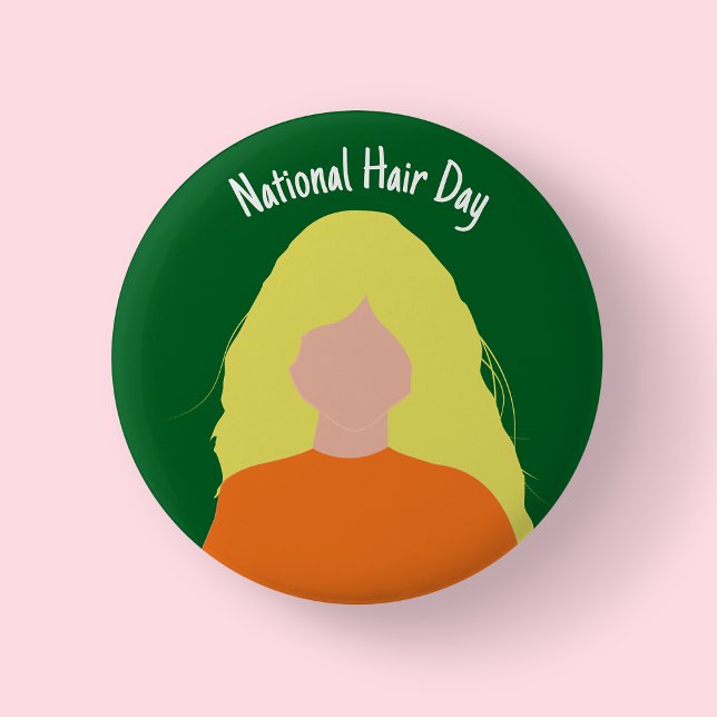 Día Nacional del Pelo - Bandera/ botón alargado (Dark brown - national hair day)