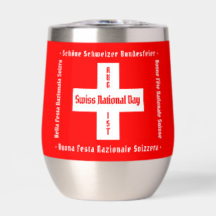 Día Nacional Suizo en cuatro idiomas Bandera Suiza