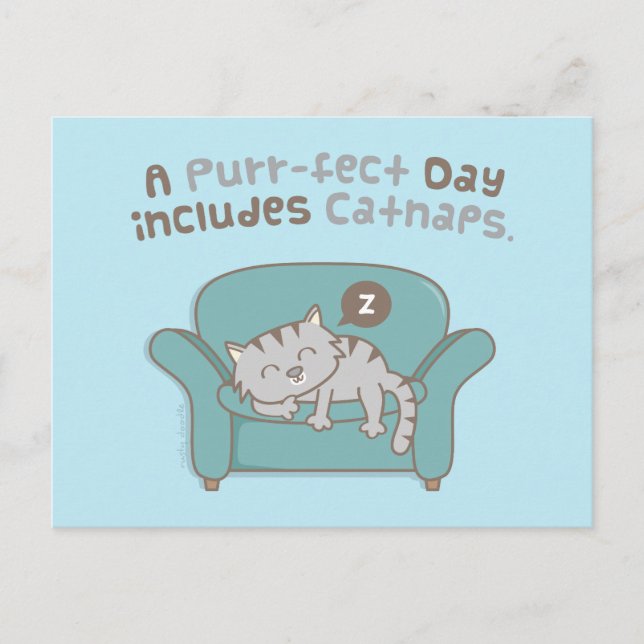 Día perfecto con la tarjeta postal de humor Cat Pu (Anverso)