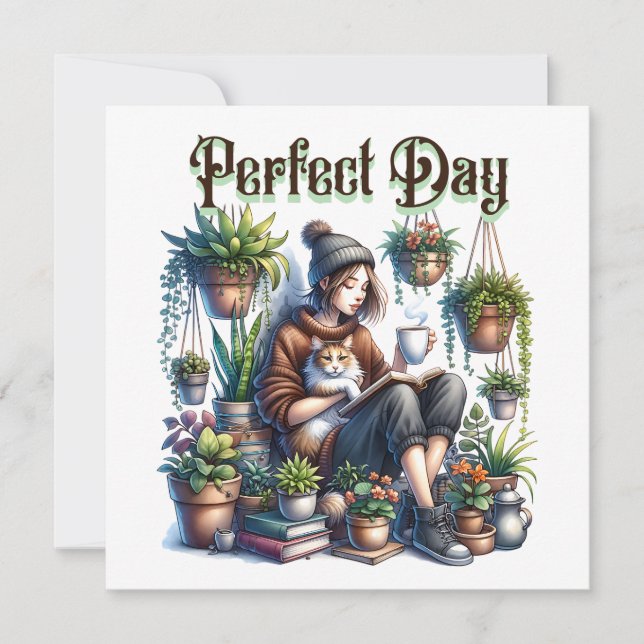 Día perfecto | Lectura Chica con gatos y plantas (Anverso)