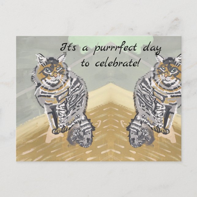 Día perfecto para celebrar la postal del gato de T (Anverso)