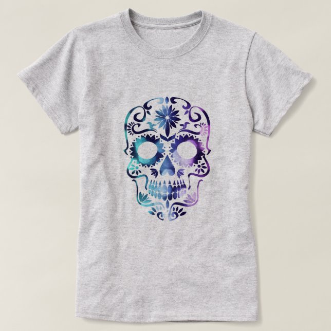 Día púrpura de la camiseta muerta del cráneo del (Diseño del anverso)