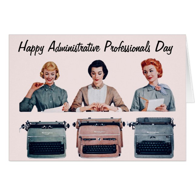 Día Retro Feliz del Administrativo  (Anverso (Horizontal))