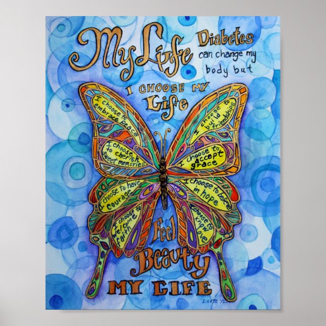 Diabetes: Posters de arte pintando mariposa arcoir (Frente)