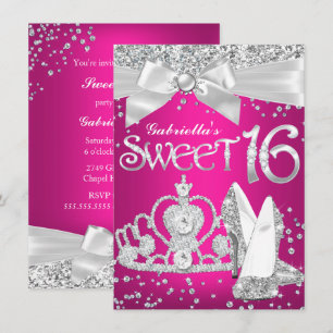 Diadema de brillo y tacones Invitación Sweet 16 Ro