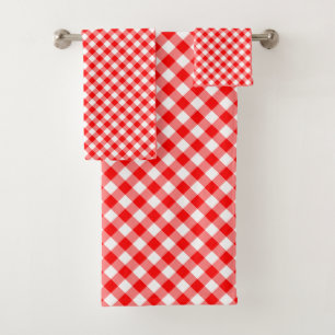 Diagonal de Gingham de tamaño medio rojo y blanco