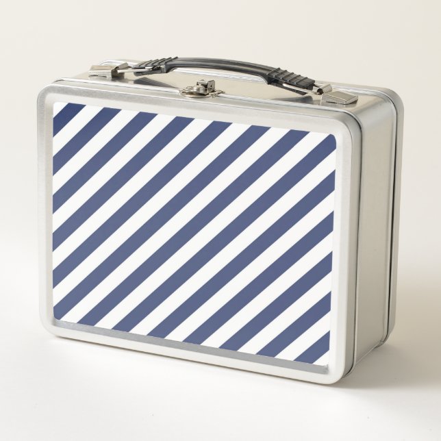 Diagonal navy blue and white stripes pattern (Anverso)