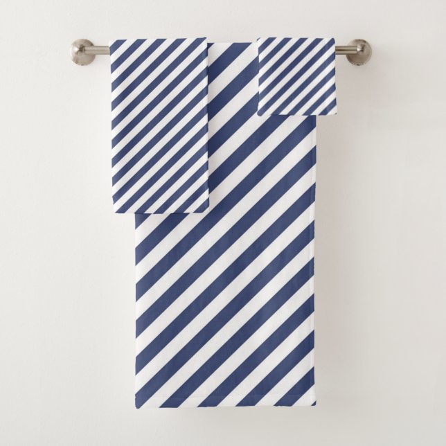 Diagonal navy blue and white stripes pattern (In situ)