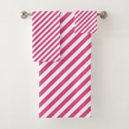 Diagonal pink and white stripes pattern