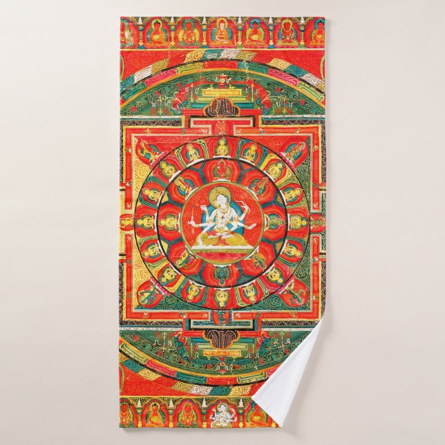 Diagrama cósmico de Mandala para meditación (Toalla de baño)